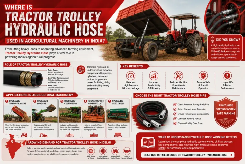 Where Is Tractor Trolley Hydraulic Hose Used in Agricultural Machinery in India?
