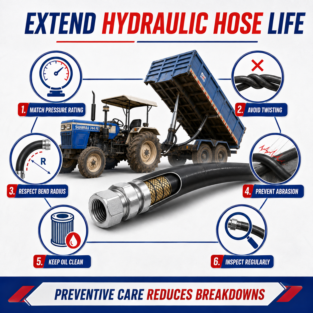 Tractor trolley jack hose pipe with tractor trolley hoses, tipping hose, lift hose and hydraulic fittings