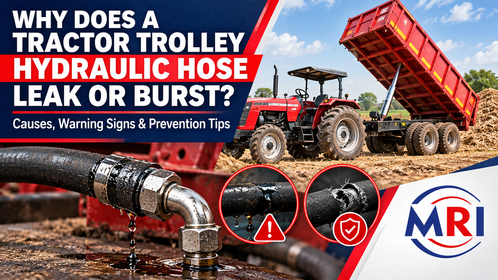 Tractor Trolley Hydraulic Hose leak and burst prevention guide with trolley lift hose, hydraulic fittings and tractor trolley pipe